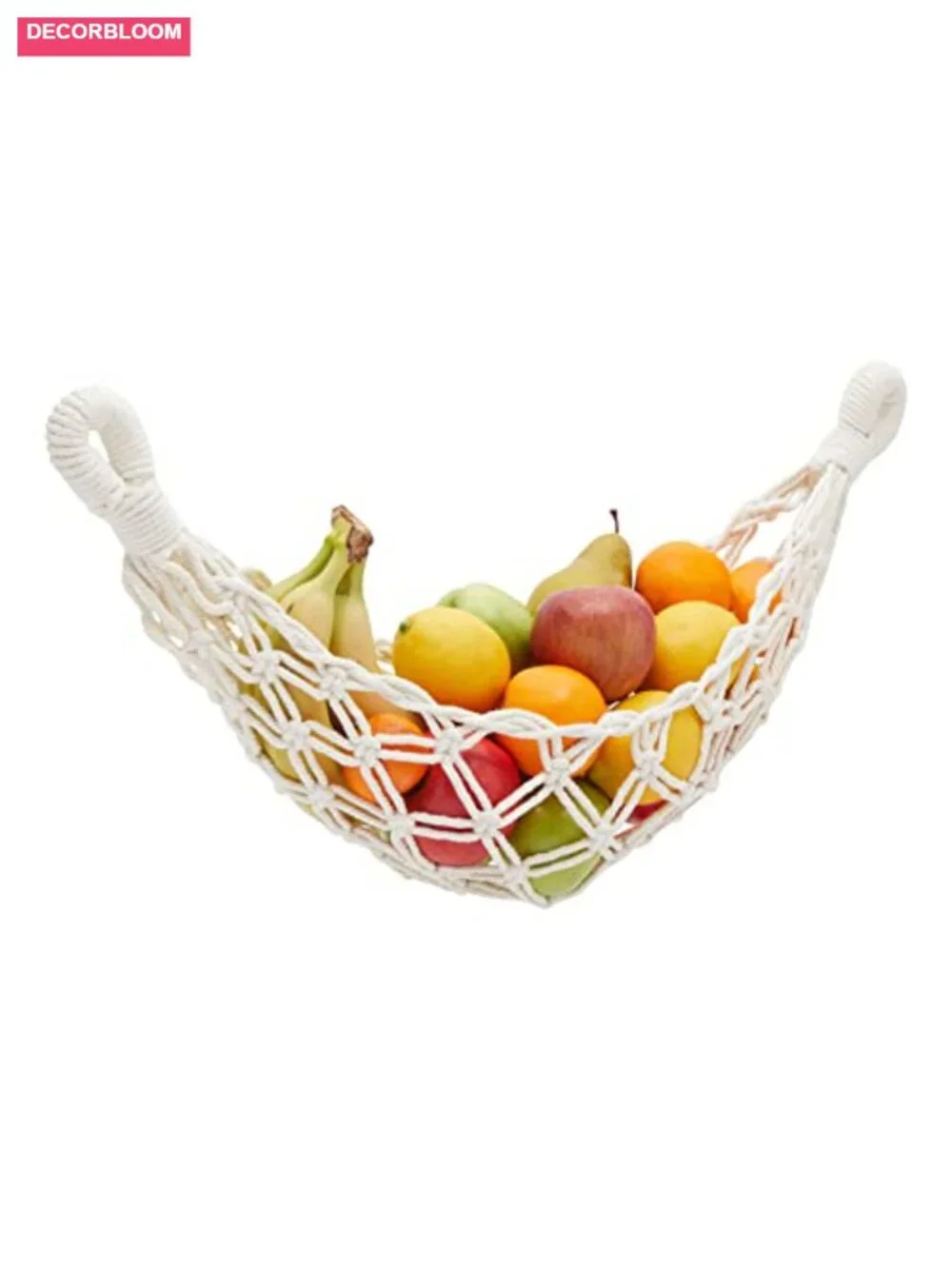 Cotton Macrame Hanging Fruit Basket Hammock Under-Cabinet Storage Net